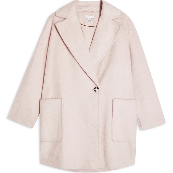 NWT! Topshop Carly light pink fuzzy long coat - Picture 3 of 4